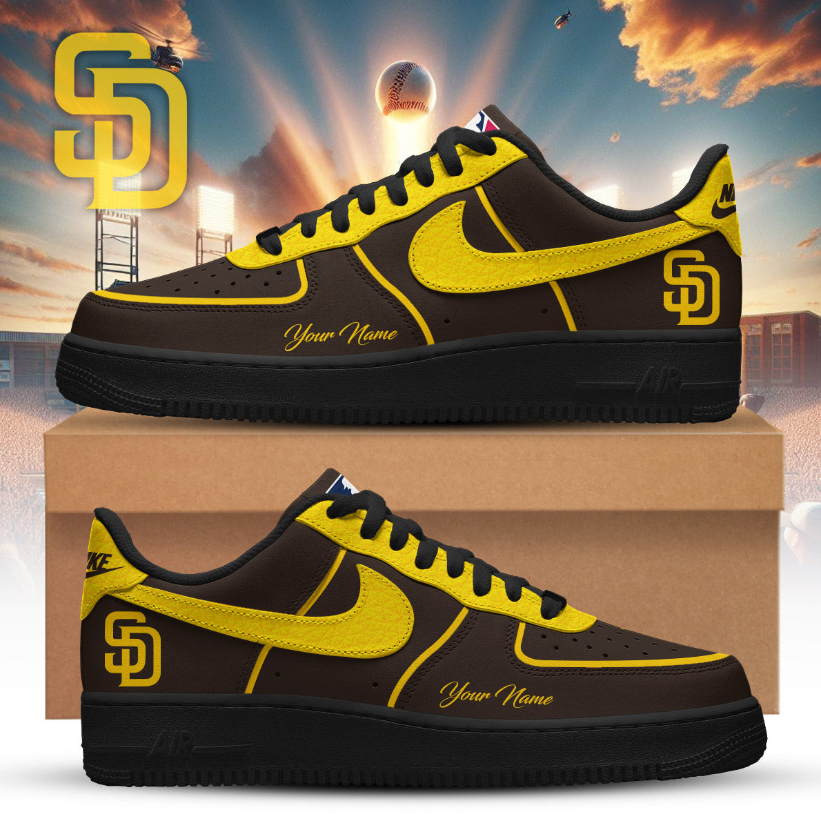 Limited Edition – Customized MLB San Diego Padres Air Force 1 Sneakers