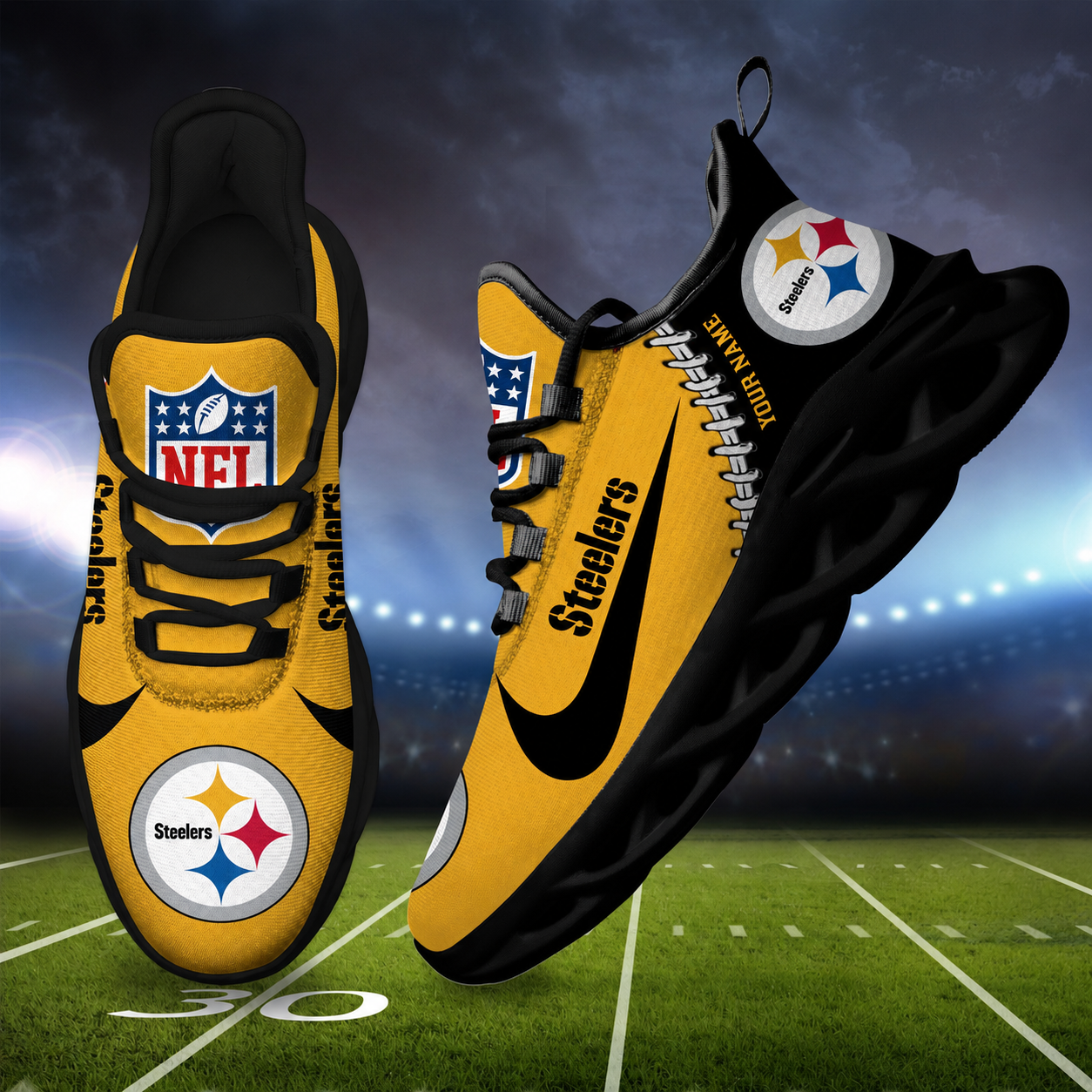 Limited Edition – Customized NFL Pittsburgh Steelers Unisex Max Soul Shoes