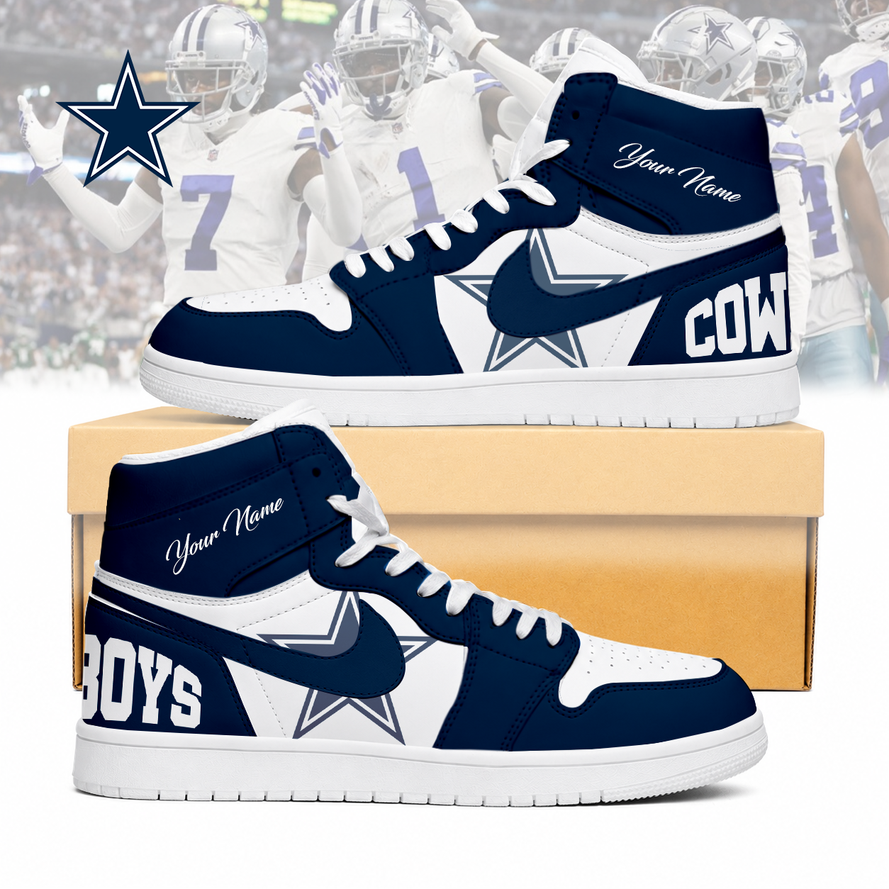 Limited Edition – Customized NFL Dallas Cowboys Air Jordan 1 Sneakers