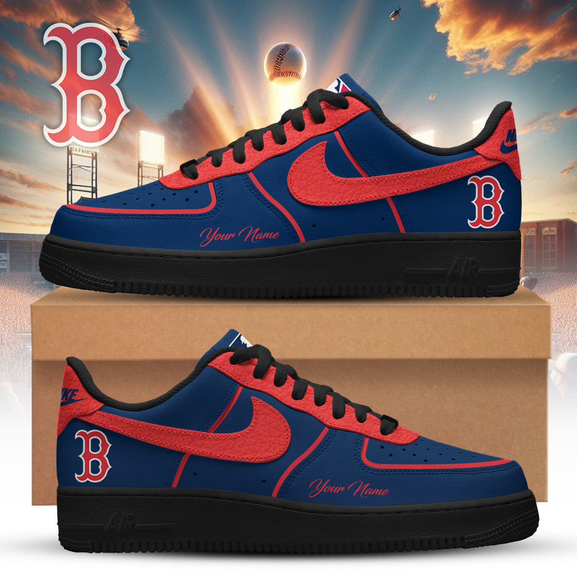 Limited Edition – Customized MLB Boston Red Sox Air Force 1 Sneakers