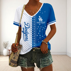 Limited Edition – Customized MLB Los Angeles Dodgers V-Neck Female Shirt