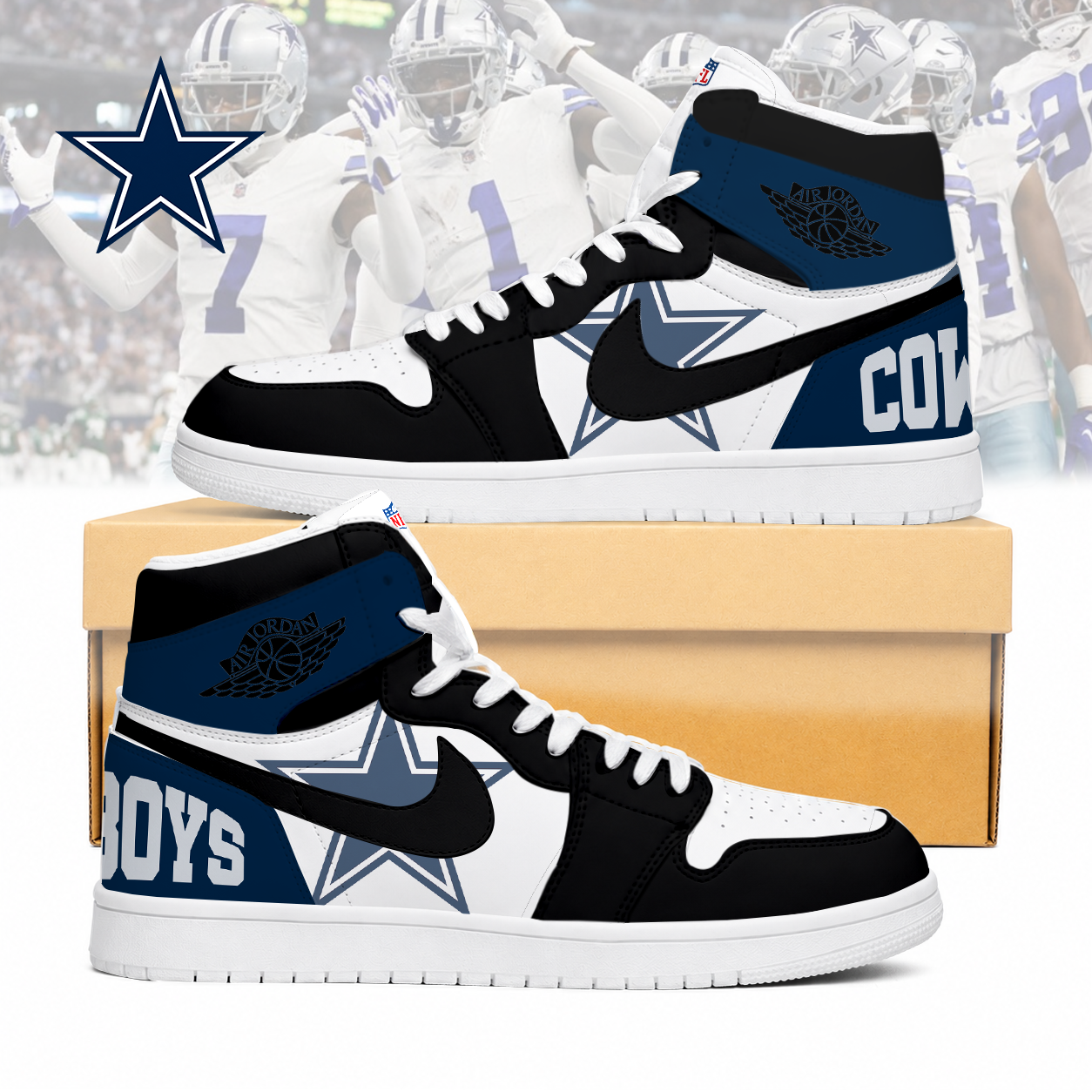 Limited Edition – Customized NFL Dallas Cowboys Air Jordan 1 Sneakers