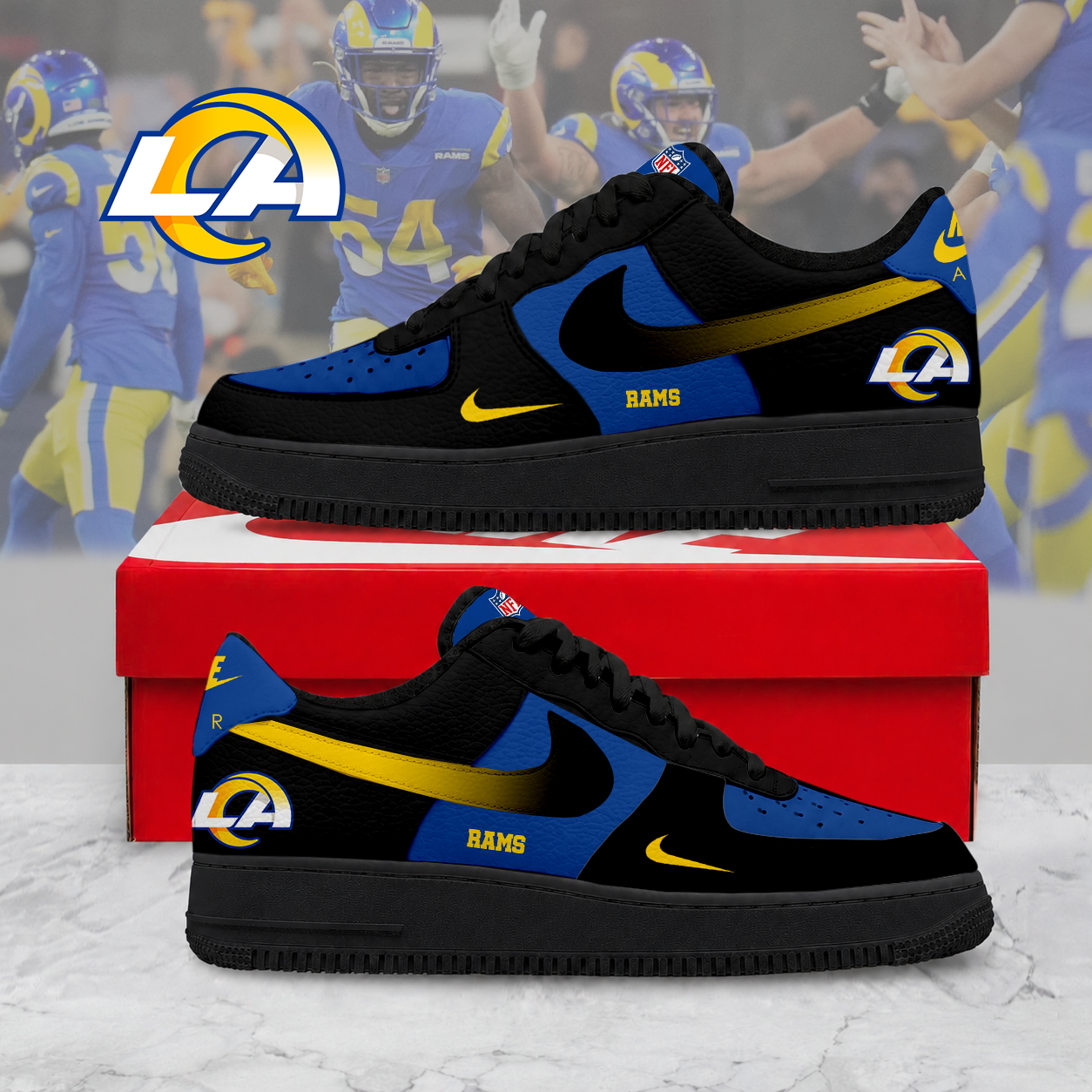 Limited Edition – Customized NFL Los Angeles Rams Air Force 1 Sneakers