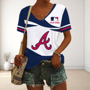 Limited Edition – Customized MLB Atlanta Braves V-Neck Female Shirt