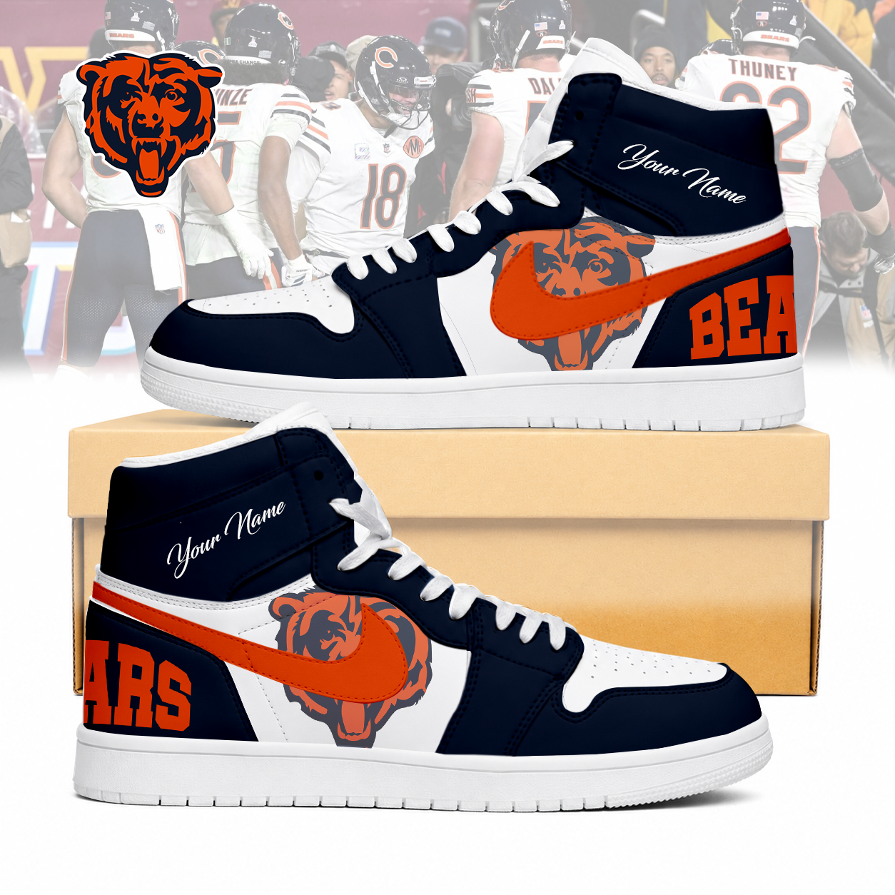 Limited Edition – Customized NFL Chicago Bears Air Jordan 1 Sneakers