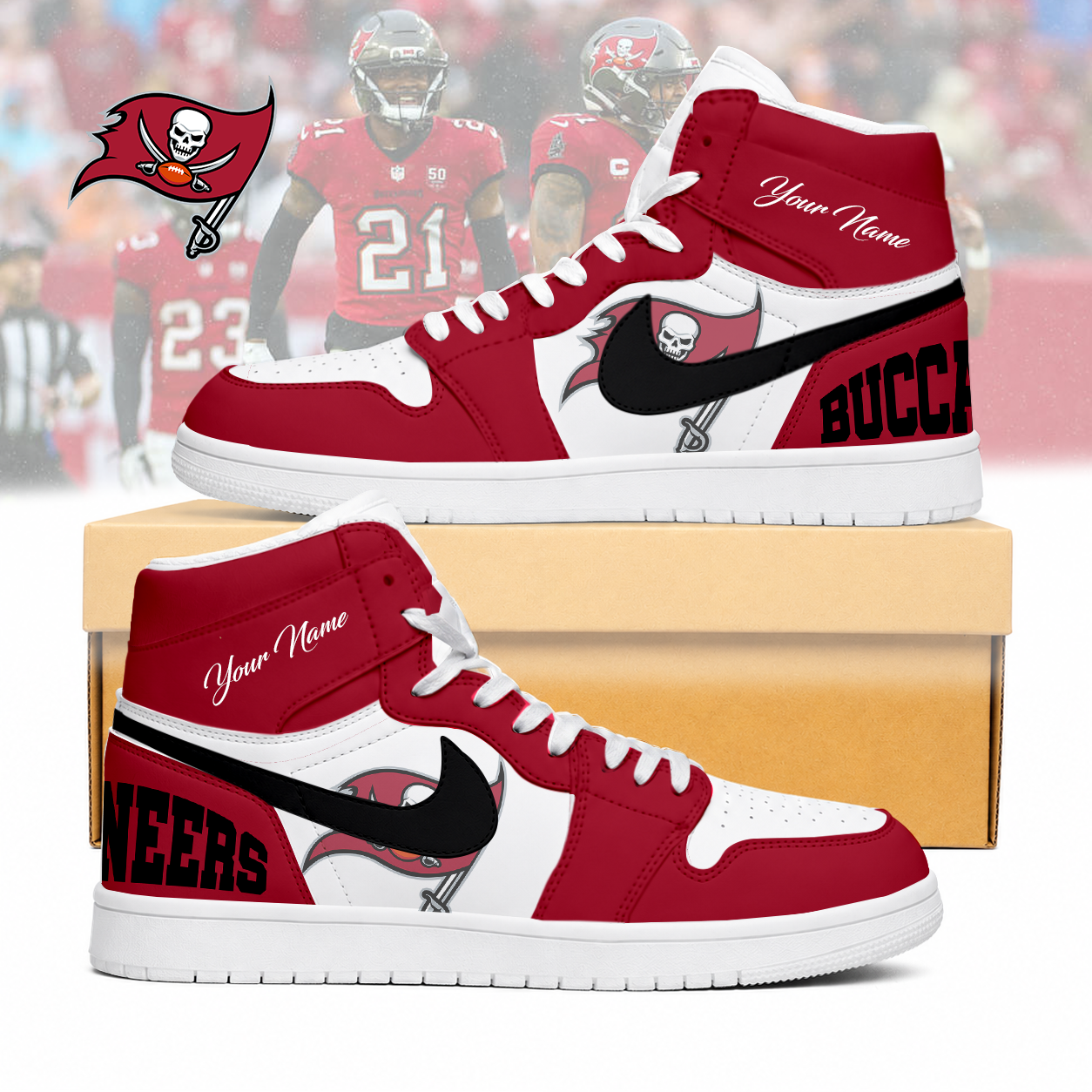 Limited Edition – Customized NFL Tampa Bay Buccaneers Air Jordan 1 Sneakers
