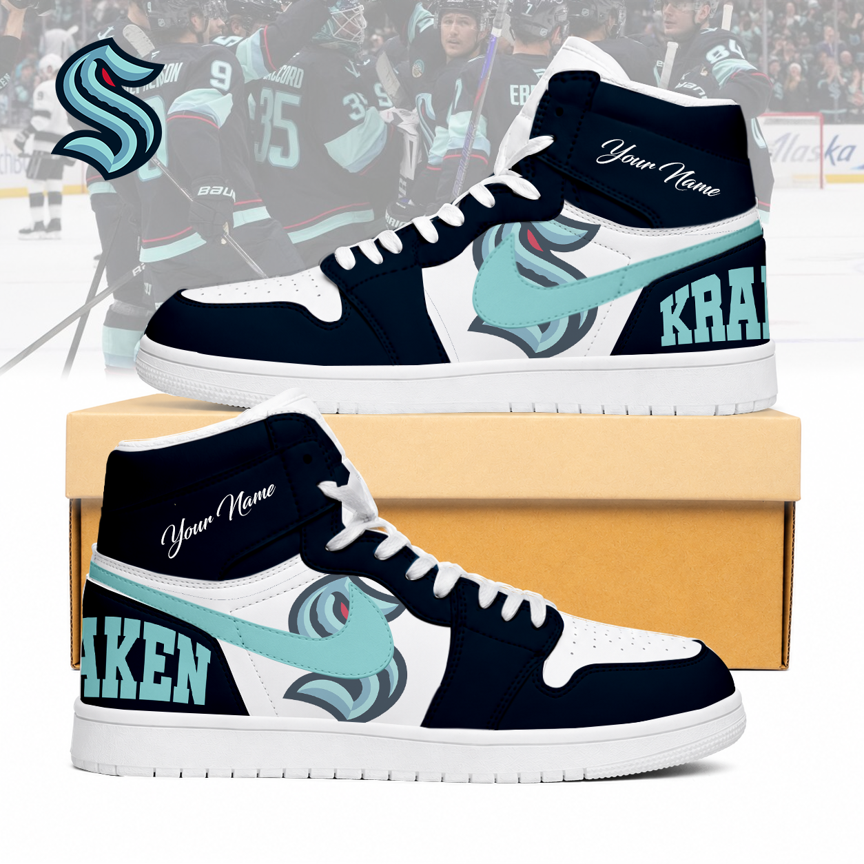 Limited Edition – Customized NHL Seattle Kraken Air Jordan 1 Sneakers