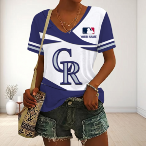 Limited Edition – Customized MLB Colorado Rockies V-Neck Female Shirt