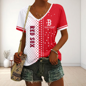 Limited Edition – Customized MLB Boston Red Sox V-Neck Female Shirt