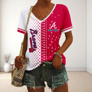 Limited Edition – Customized MLB Atlanta Braves V-Neck Female Shirt
