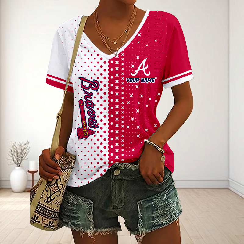 Limited Edition – Customized MLB Atlanta Braves V-Neck Female Shirt