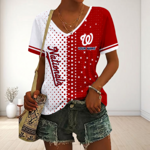Limited Edition – Customized MLB Washington Nationals V-Neck Female Shirt