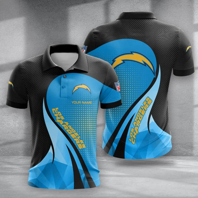 Limited Edition – Customized NFL Los Angeles Chargers Polo Shirt & Short Pants Set