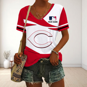 Limited Edition – Customized MLB Cincinnati Reds V-Neck Female Shirt