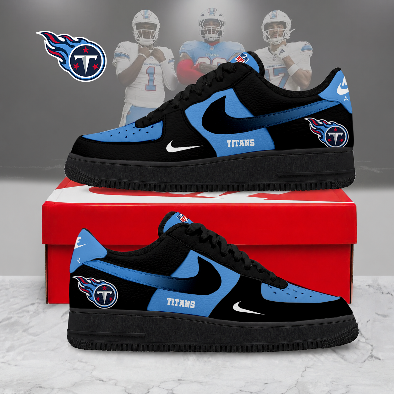 Limited Edition – Customized NFL Tennessee Titans Air Force 1 Sneakers
