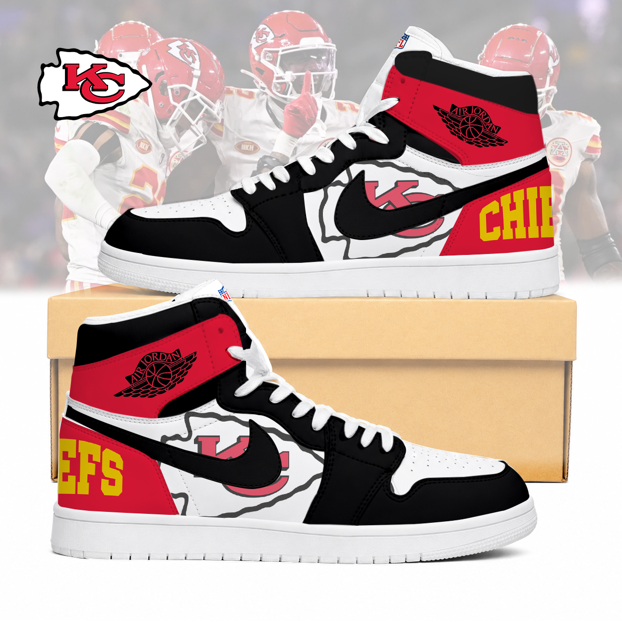 Limited Edition – Customized NFL Kansas City Chiefs Air Jordan 1 Sneakers