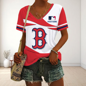 Limited Edition – Customized MLB Boston Red Sox V-Neck Female Shirt
