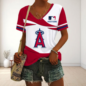 Limited Edition – Customized MLB Los Angeles Angels V-Neck Female Shirt