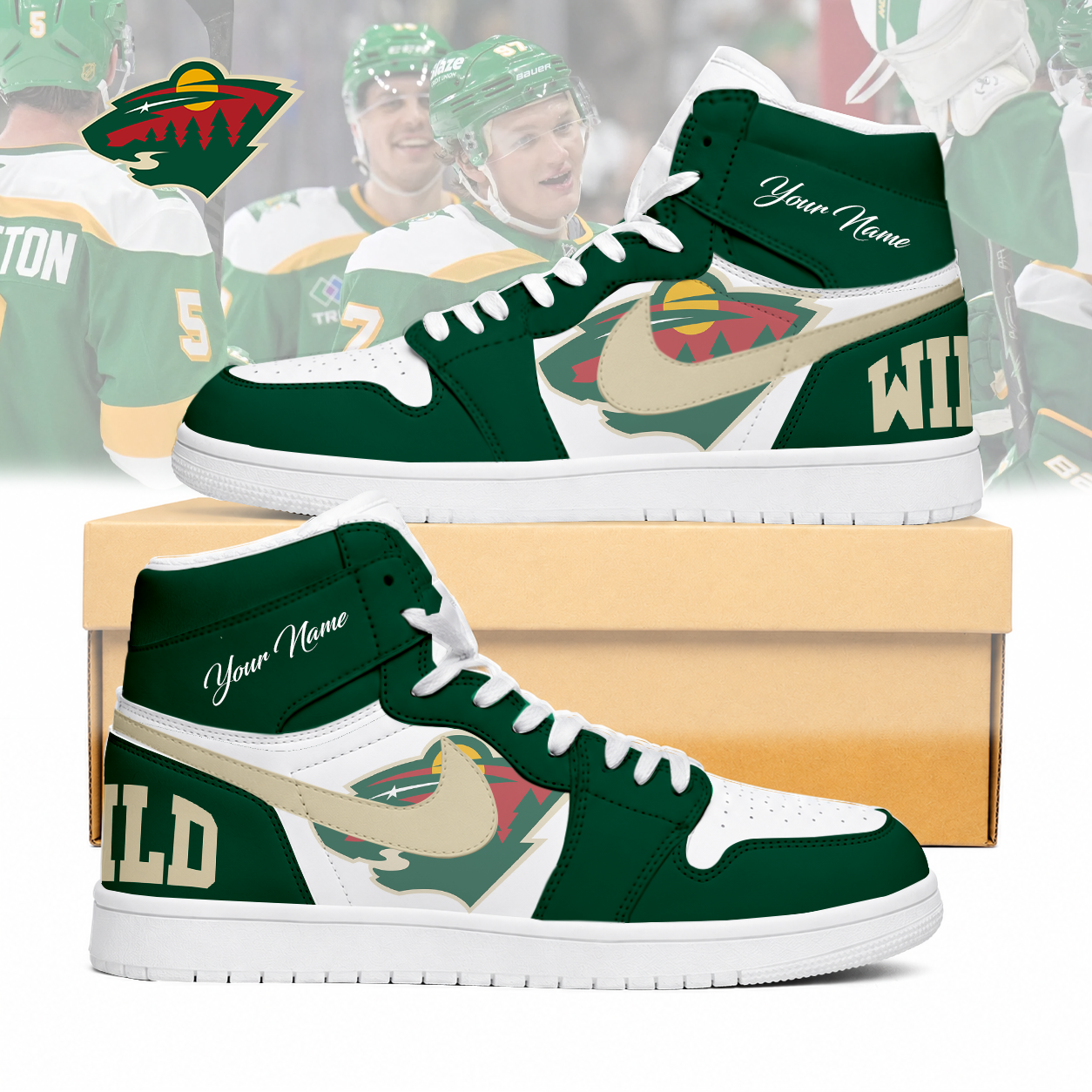Limited Edition – Customized NHL Minnesota Wild Air Jordan 1 Sneakers
