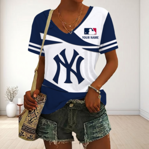 Limited Edition – Customized MLB New York Yankees V-Neck Female Shirt