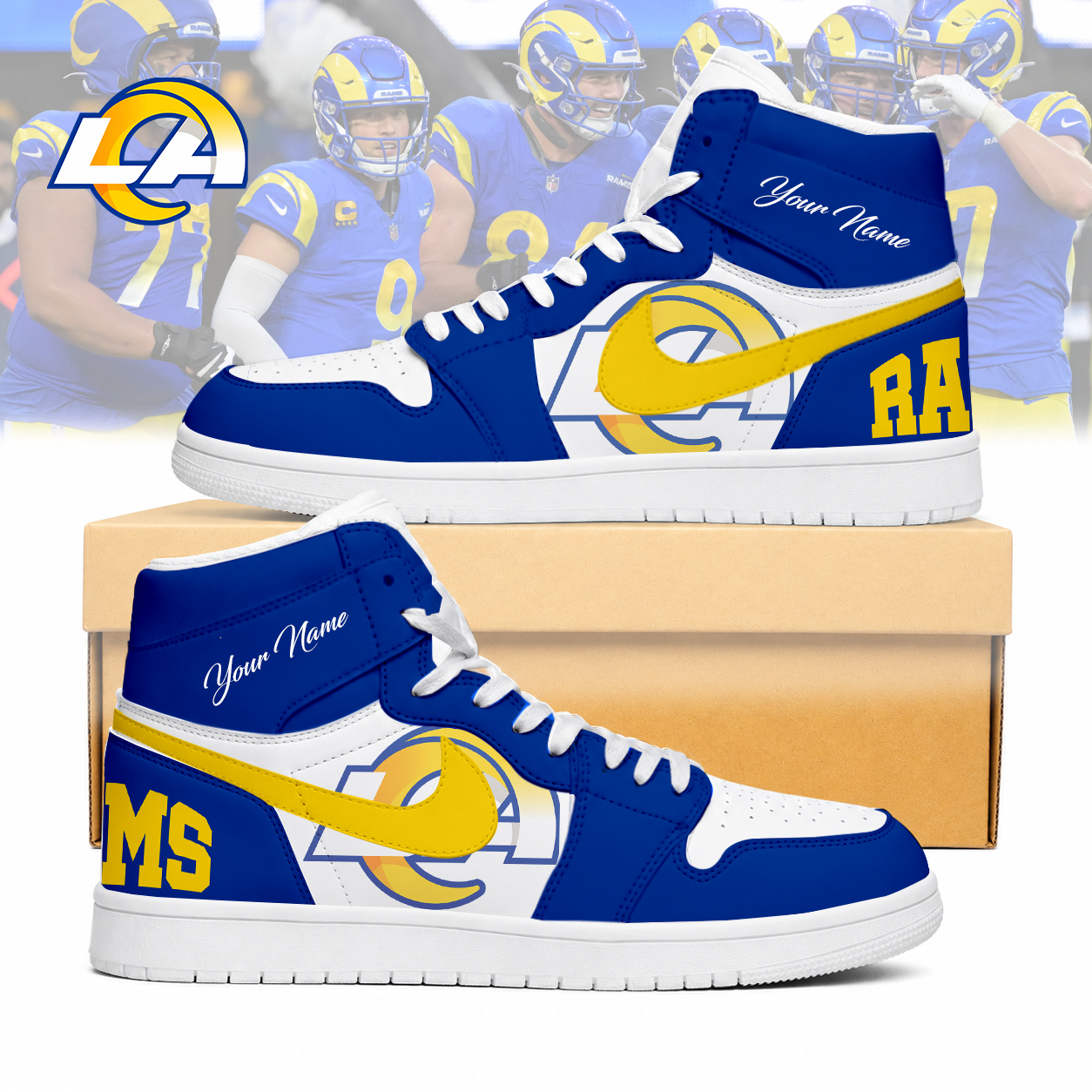 Limited Edition – Customized NFL Los Angeles Rams Air Jordan 1 Sneakers