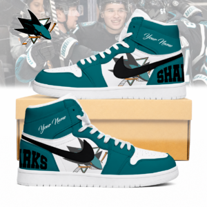 Limited Edition – Customized NHL San Jose Sharks Air Jordan 1 Sneakers