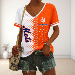 Limited Edition – Customized MLB New York Mets V-Neck Female Shirt