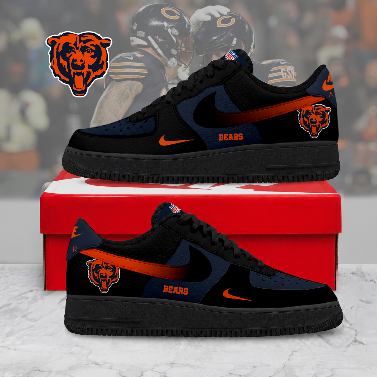 Limited Edition – Customized NFL Chicago Bears Air Force 1 Sneakers