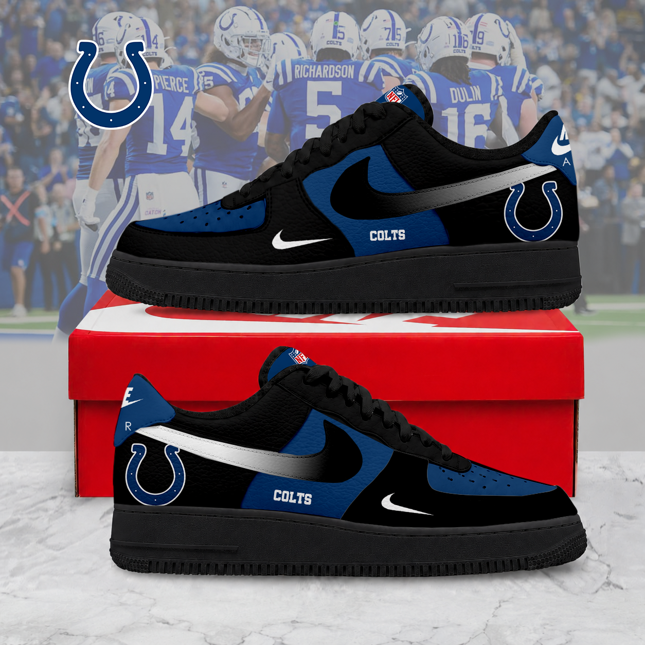 Limited Edition – Customized NFL Indianapolis Colts Air Force 1 Sneakers