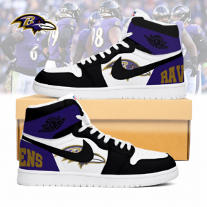 Limited Edition – Customized NFL Baltimore Ravens Air Jordan 1 Sneakers