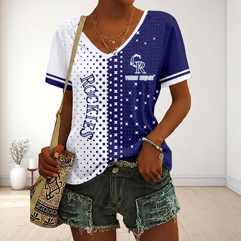 Limited Edition – Customized MLB Colorado Rockies V-Neck Female Shirt