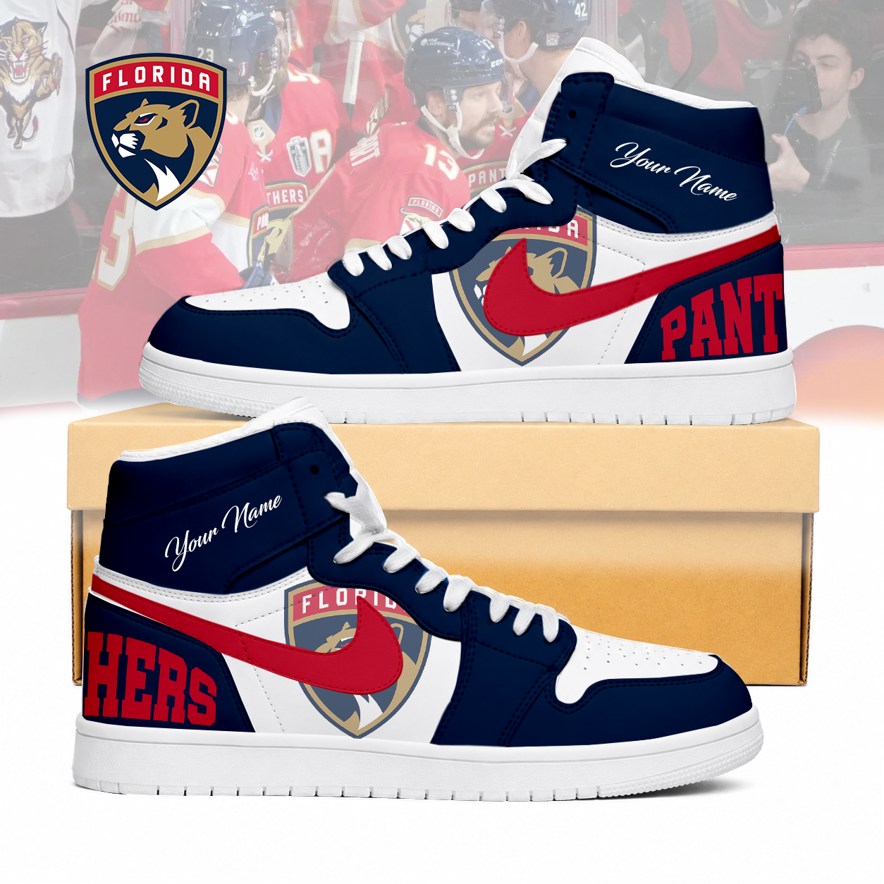 Limited Edition – Customized NHL Florida Panthers Air Jordan 1 Sneakers