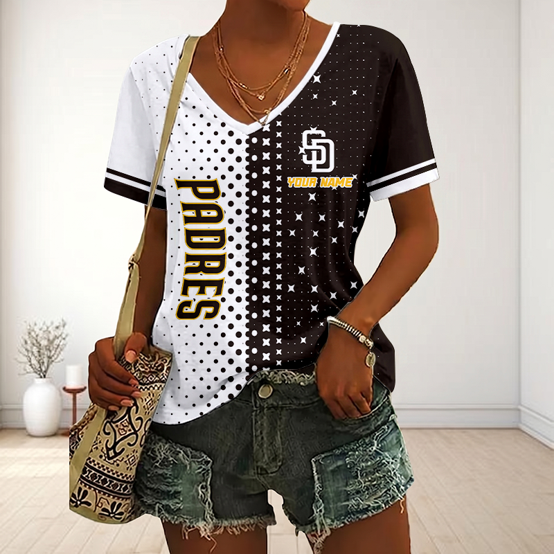 Limited Edition – Customized MLB San Diego Padres V-Neck Female Shirt