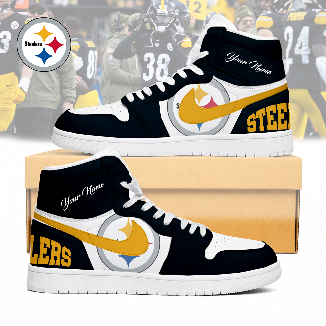 Limited Edition – Customized NFL Pittsburgh Steelers Air Jordan 1 Sneakers