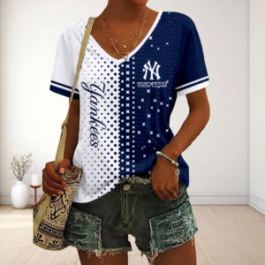 Limited Edition – Customized MLB New York Yankees V-Neck Female Shirt