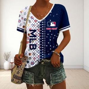 Limited Edition – Customized MLB All Teams V-Neck Female Shirt