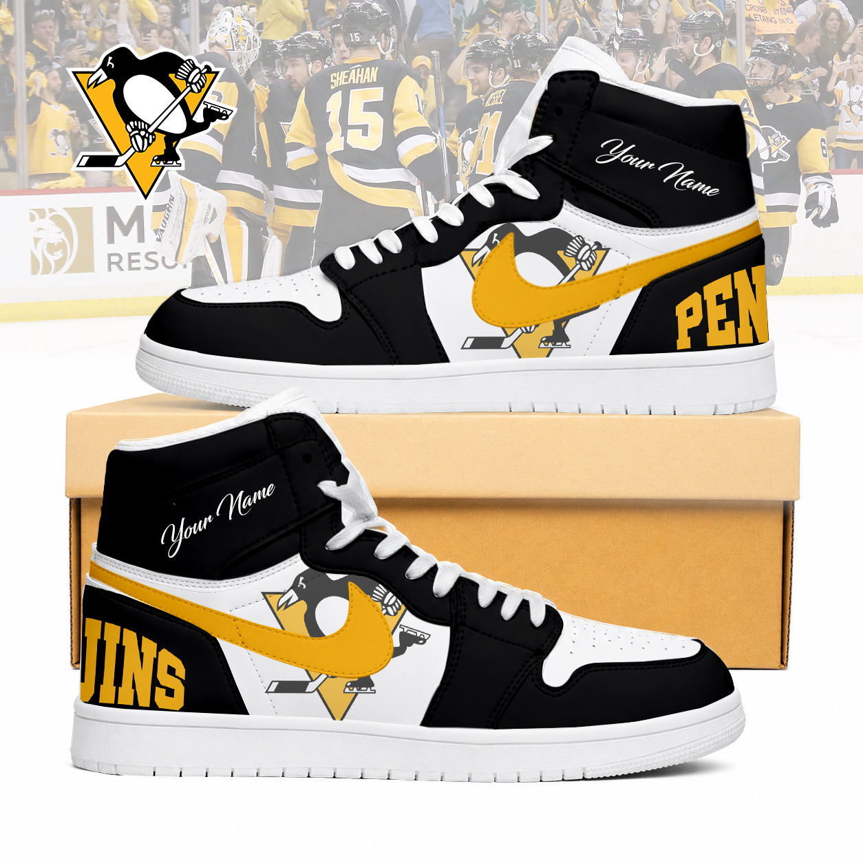 Limited Edition – Customized NHL Pittsburgh Penguins Air Jordan 1 Sneakers