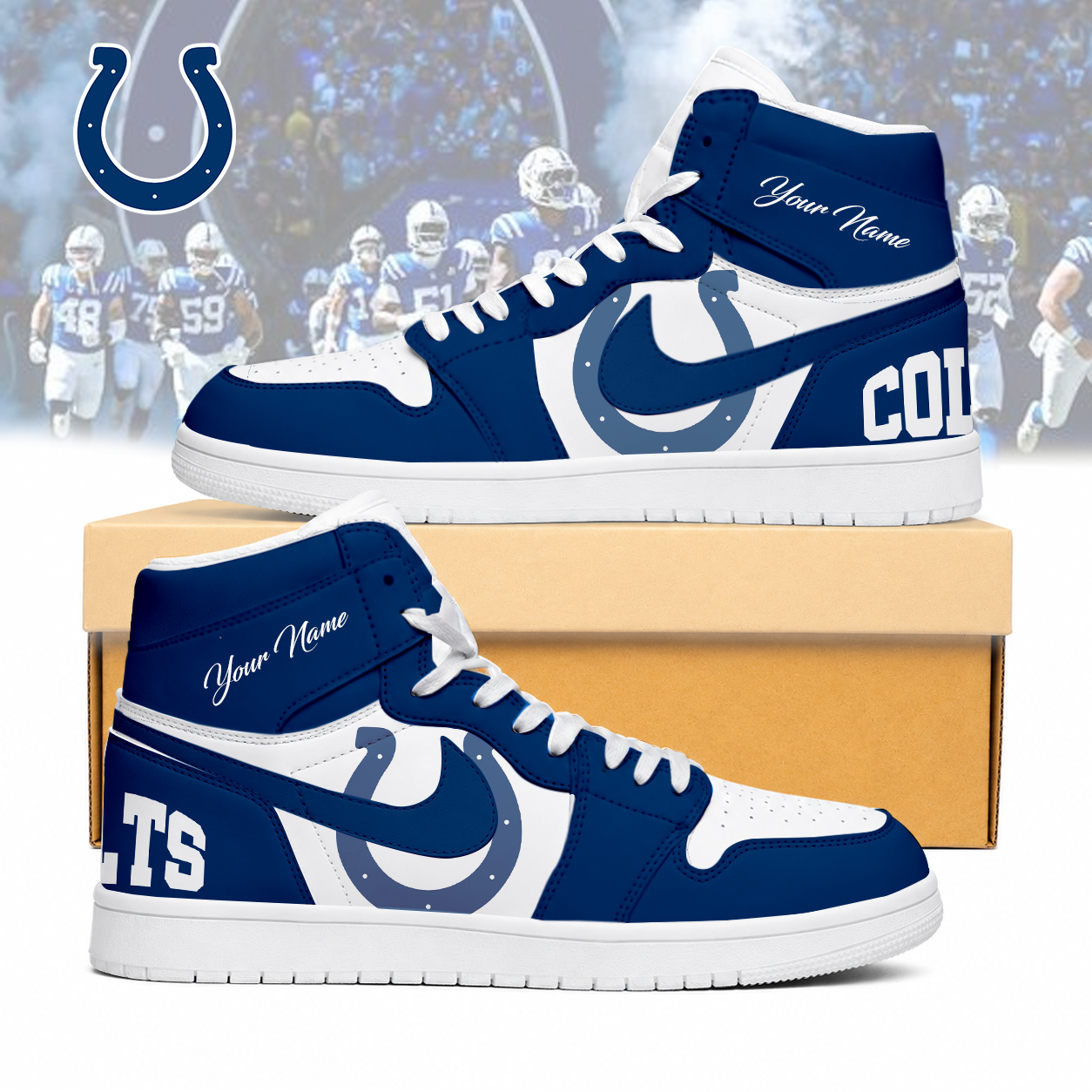 Limited Edition – Customized NFL Indianapolis Colts Air Jordan 1 Sneakers