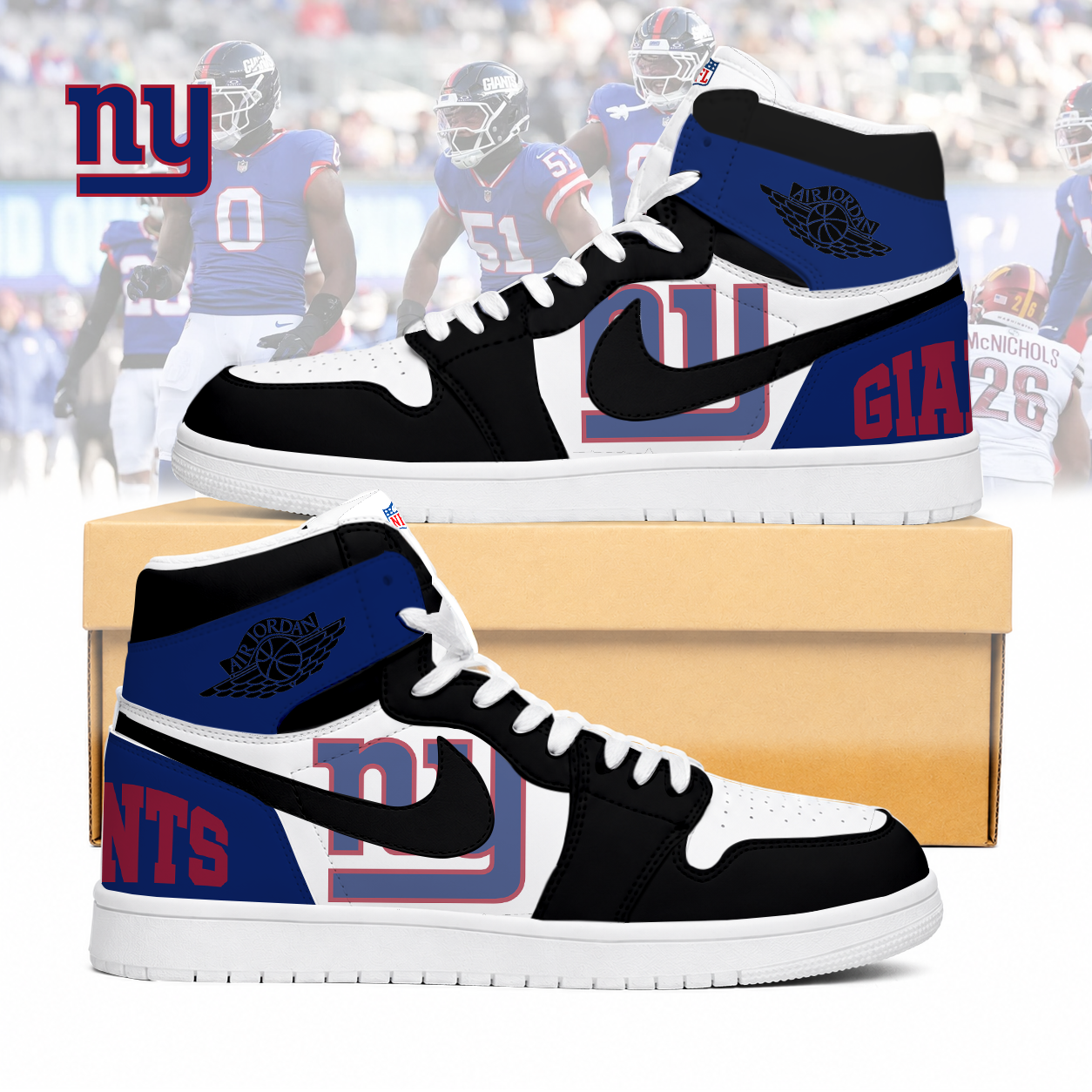 Limited Edition – Customized NFL New York Giants Air Jordan 1 Sneakers