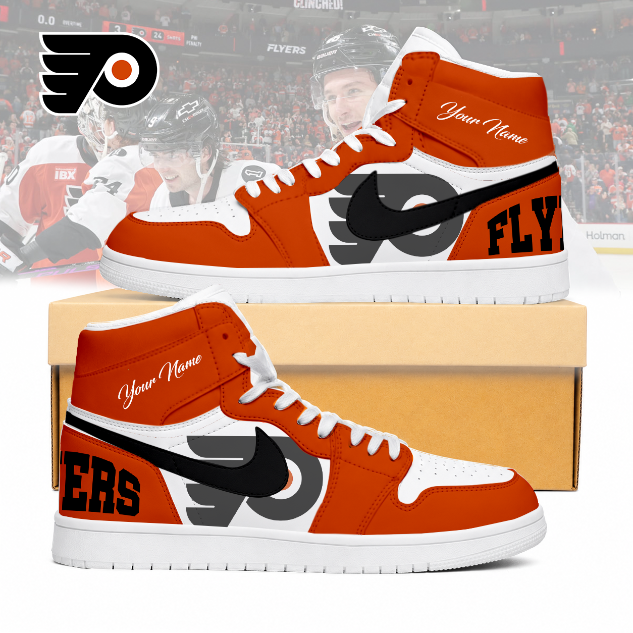 Limited Edition – Customized NHL Philadelphia Flyers Air Jordan 1 Sneakers