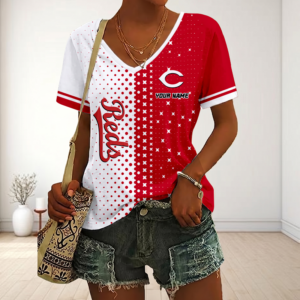 Limited Edition – Customized MLB Cincinnati Reds V-Neck Female Shirt