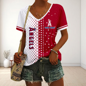 Limited Edition – Customized MLB Los Angeles Angels V-Neck Female Shirt