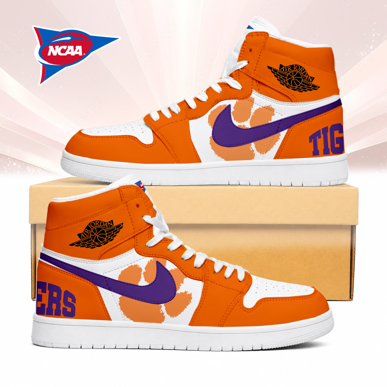 Limited Edition – Customized NCAA Clemson Tigers Air Jordan 1 Sneakers
