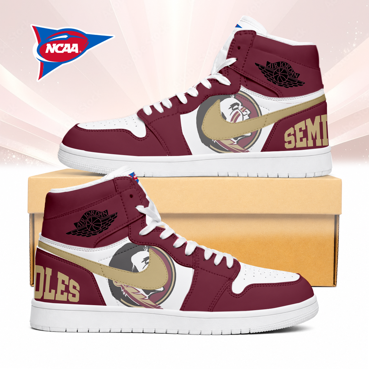 Limited Edition – Customized NCAA Florida State Seminoles Air Jordan 1 Sneakers