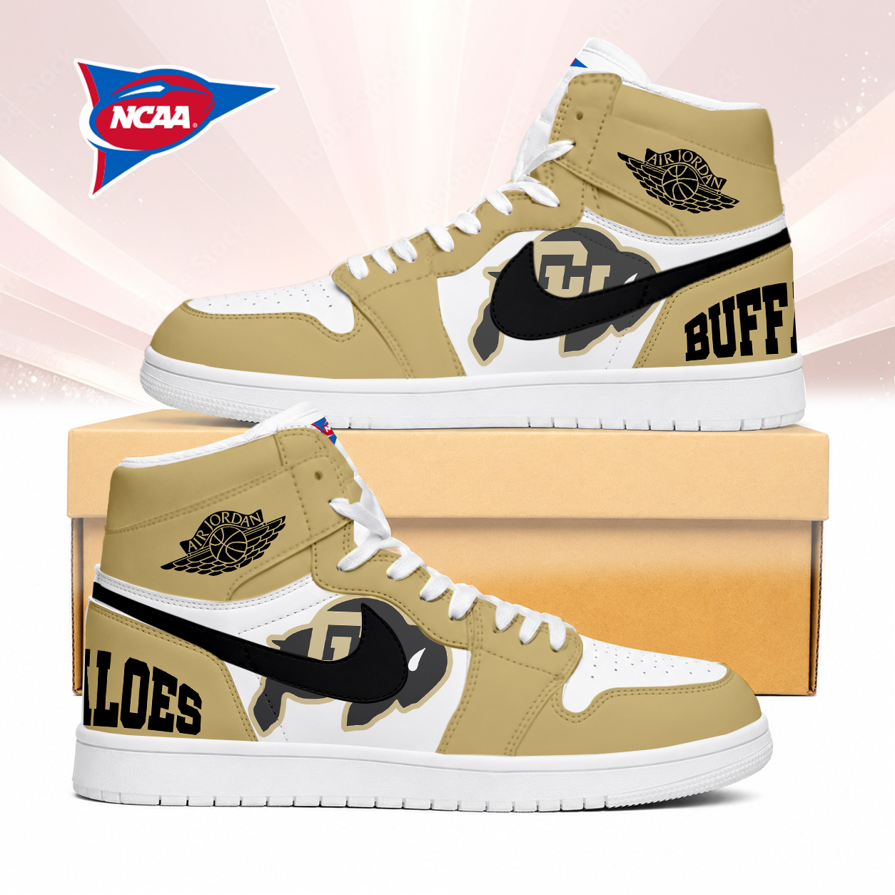 Limited Edition – Customized NCAA Colorado Buffaloes Air Jordan 1 Sneakers