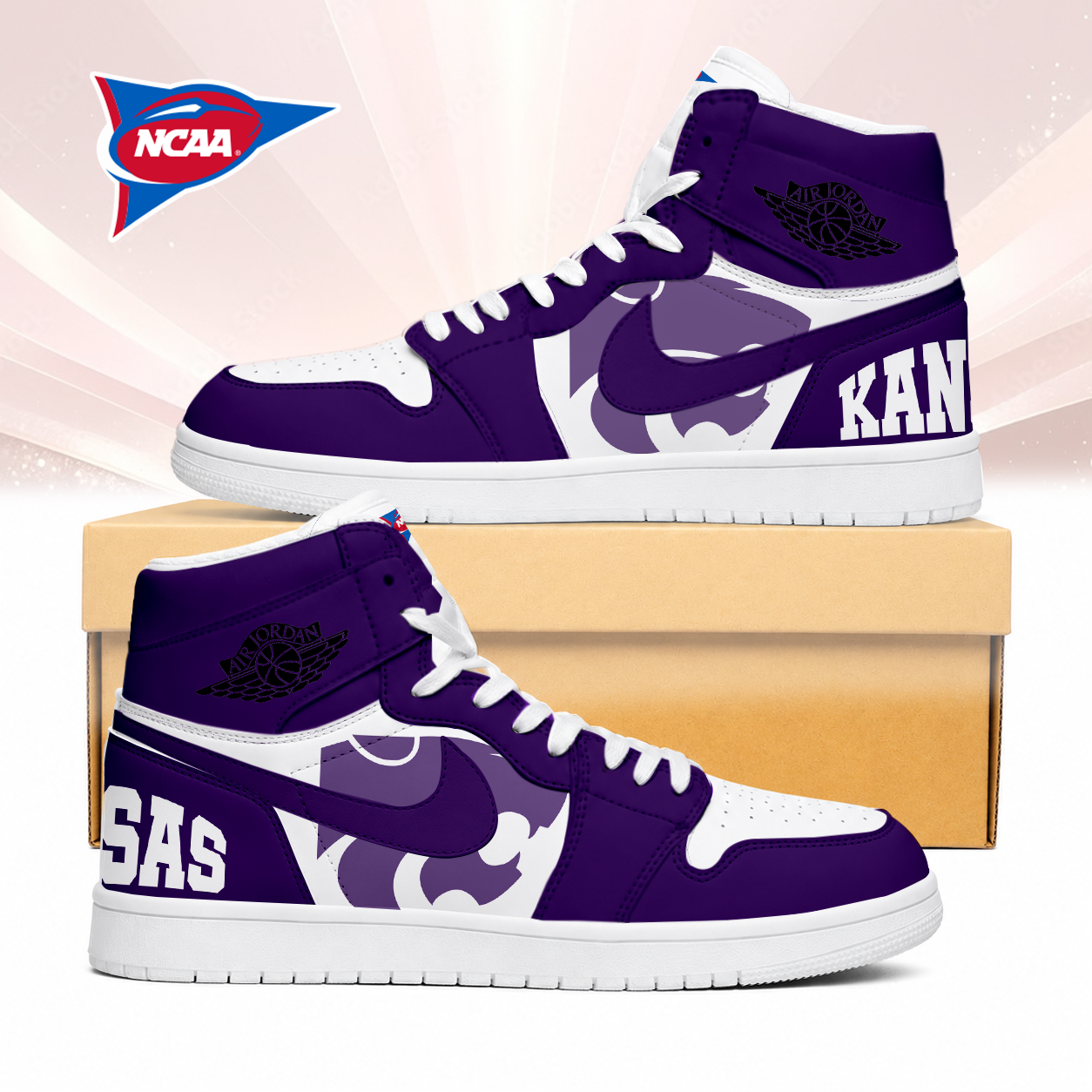 Limited Edition – Customized NCAA Kansas State Wildcats Air Jordan 1 Sneakers