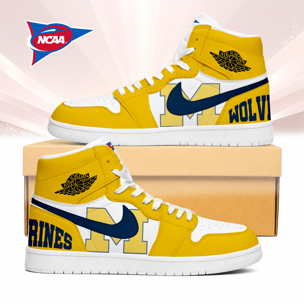 Limited Edition – Customized NCAA Michigan Wolverines Air Jordan 1 Sneakers