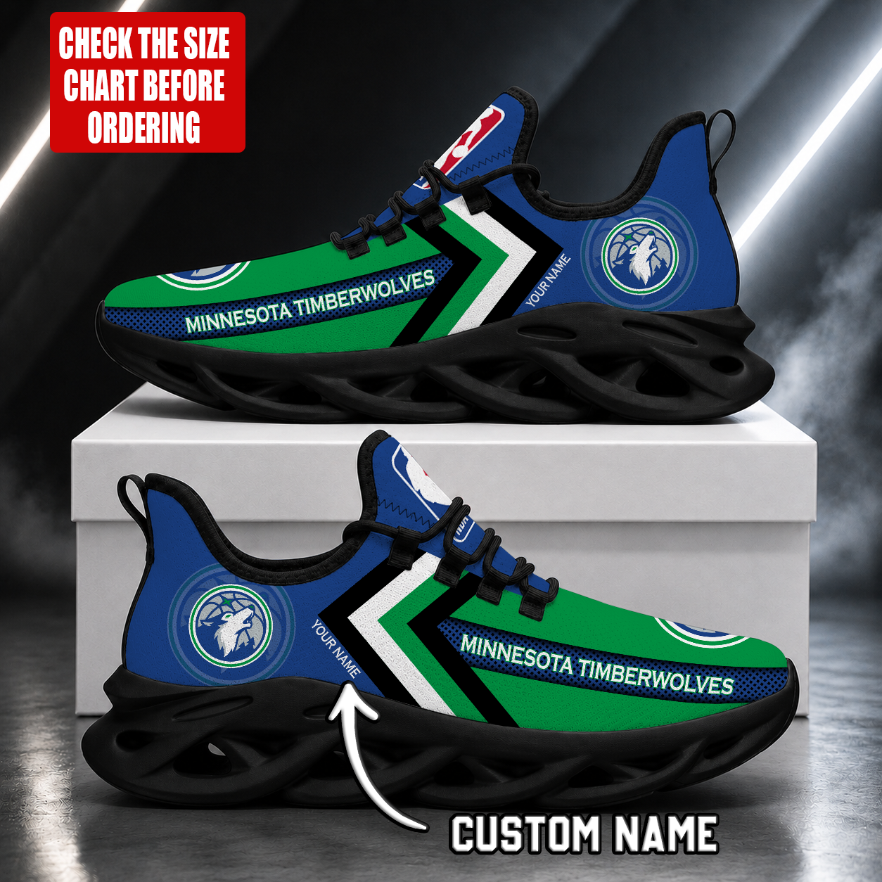 Limited Edition – Customized NBA Minnesota Timberwolves Max Soul Shoes - Image 2