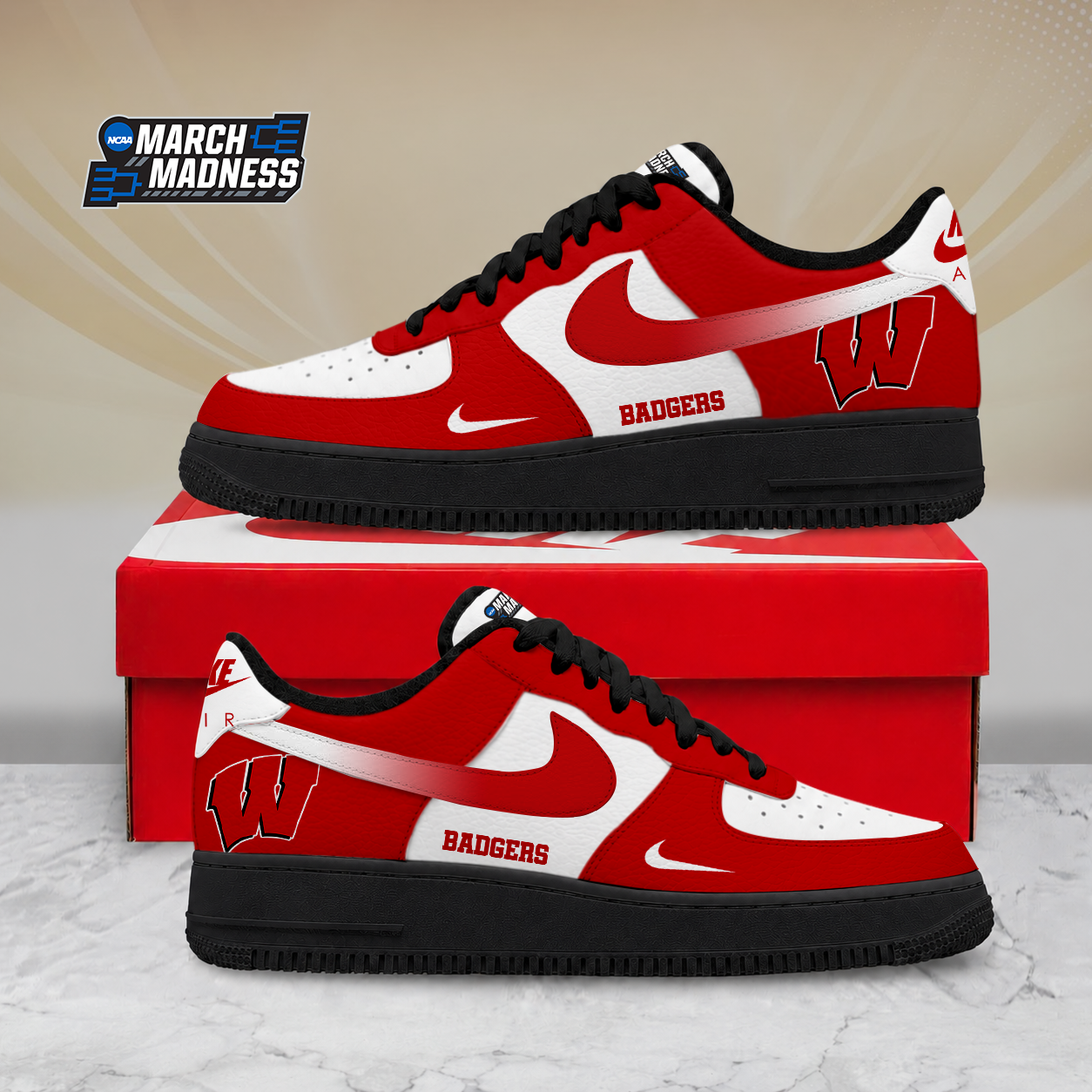 Limited Edition – Customized NCAA Wisconsin Badgers Air Force 1 Shoes