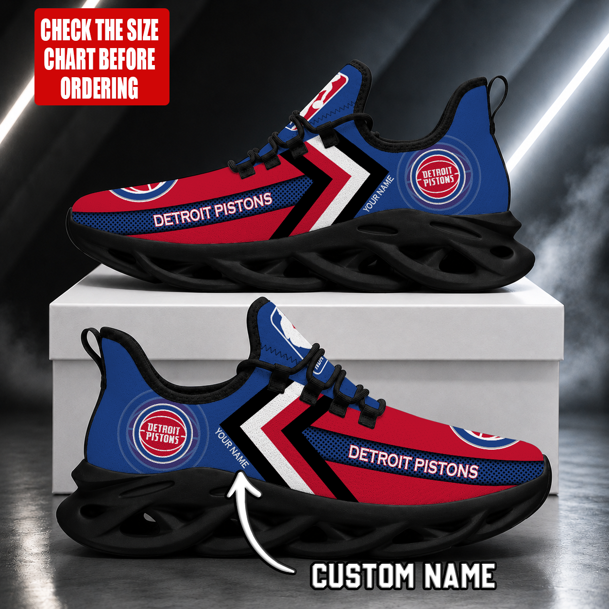 Limited Edition – Customized NBA Detroit Pistons Max Soul Shoes - Image 2